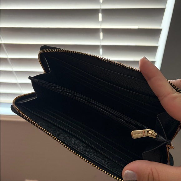 Coach Black Zip Wallet with Red Floral Print - Picture 2 of 3